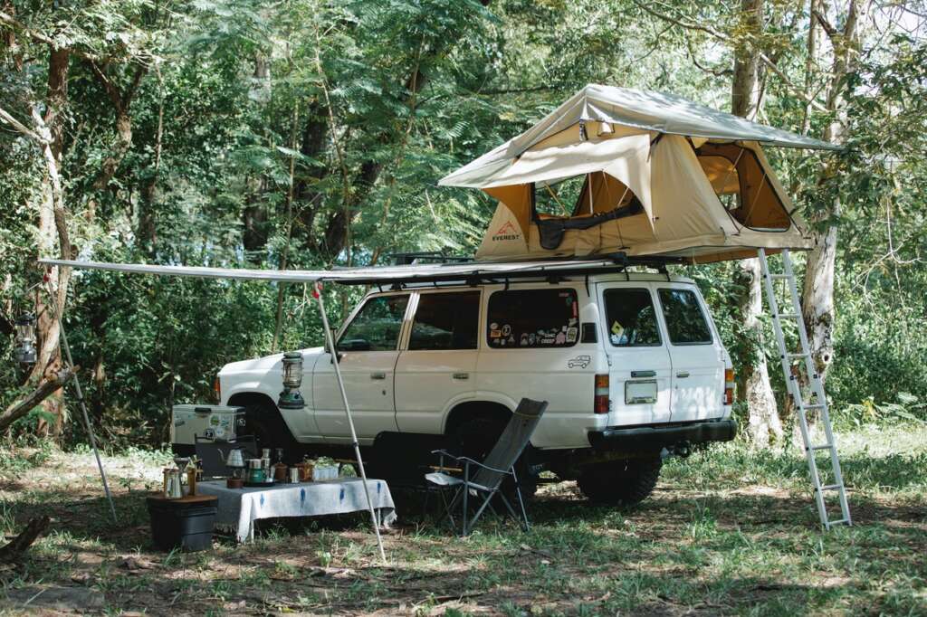 Roof top camper in the bush